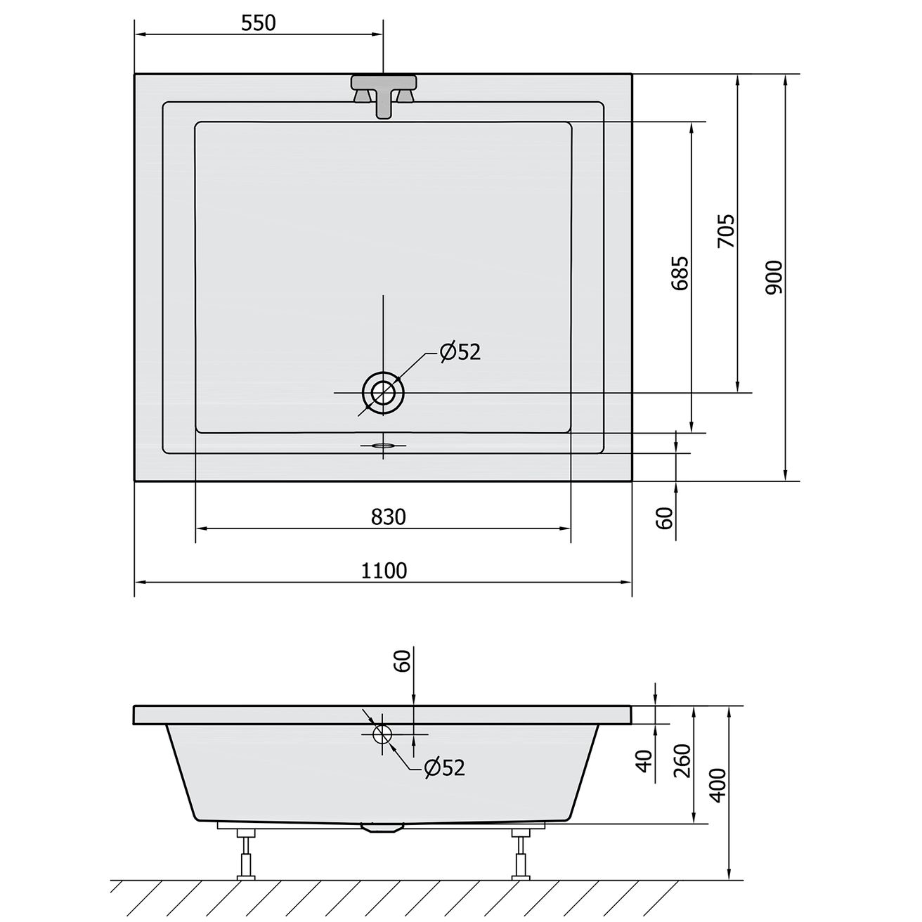 Polysan Deep Hlboká sprchová vanička 110x90x26 cm, biela 72363 - galéria #4