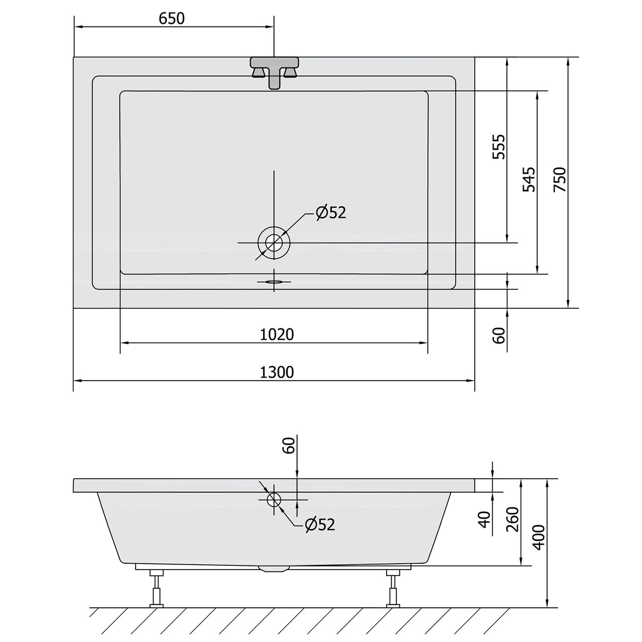 Polysan Deep Hlboká sprchová vanička 130x75x26 cm, biela 72942 - galéria #3