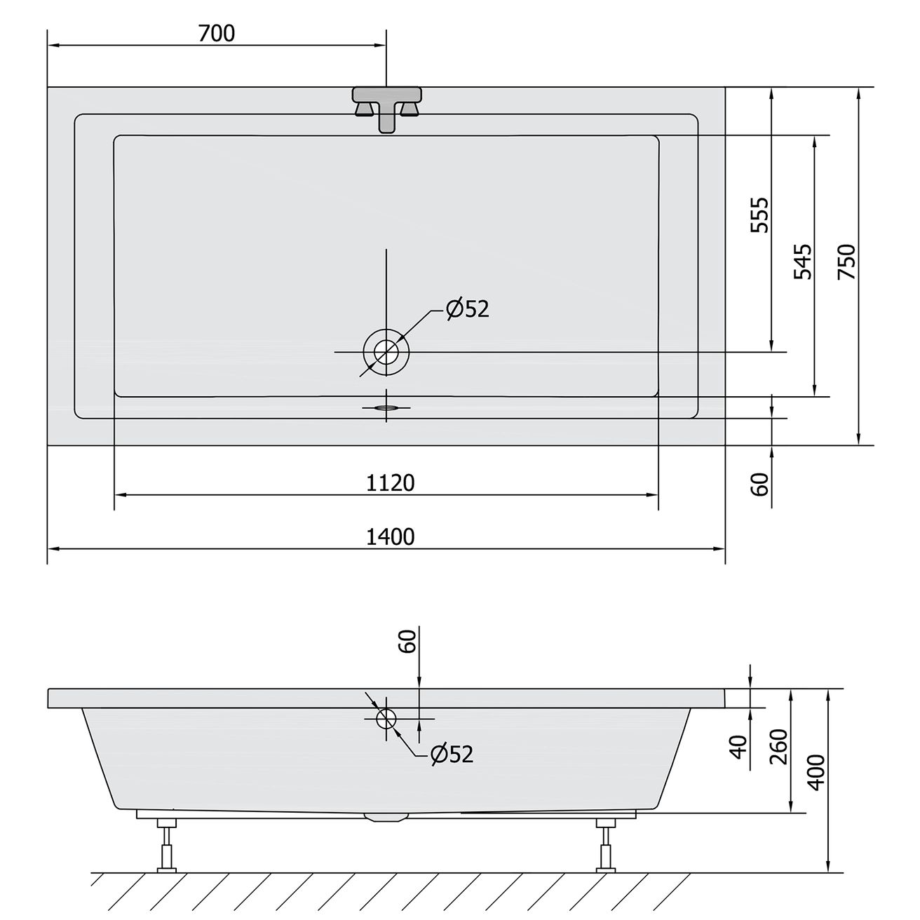 Polysan Deep Hlboká sprchová vanička 140x75x26 cm, biela 72947 - galéria #3