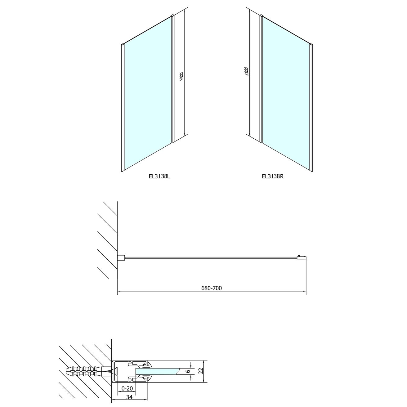 Polysan Easy Bočná stena 70 cm, sklenená tehla EL3138 - galéria #1