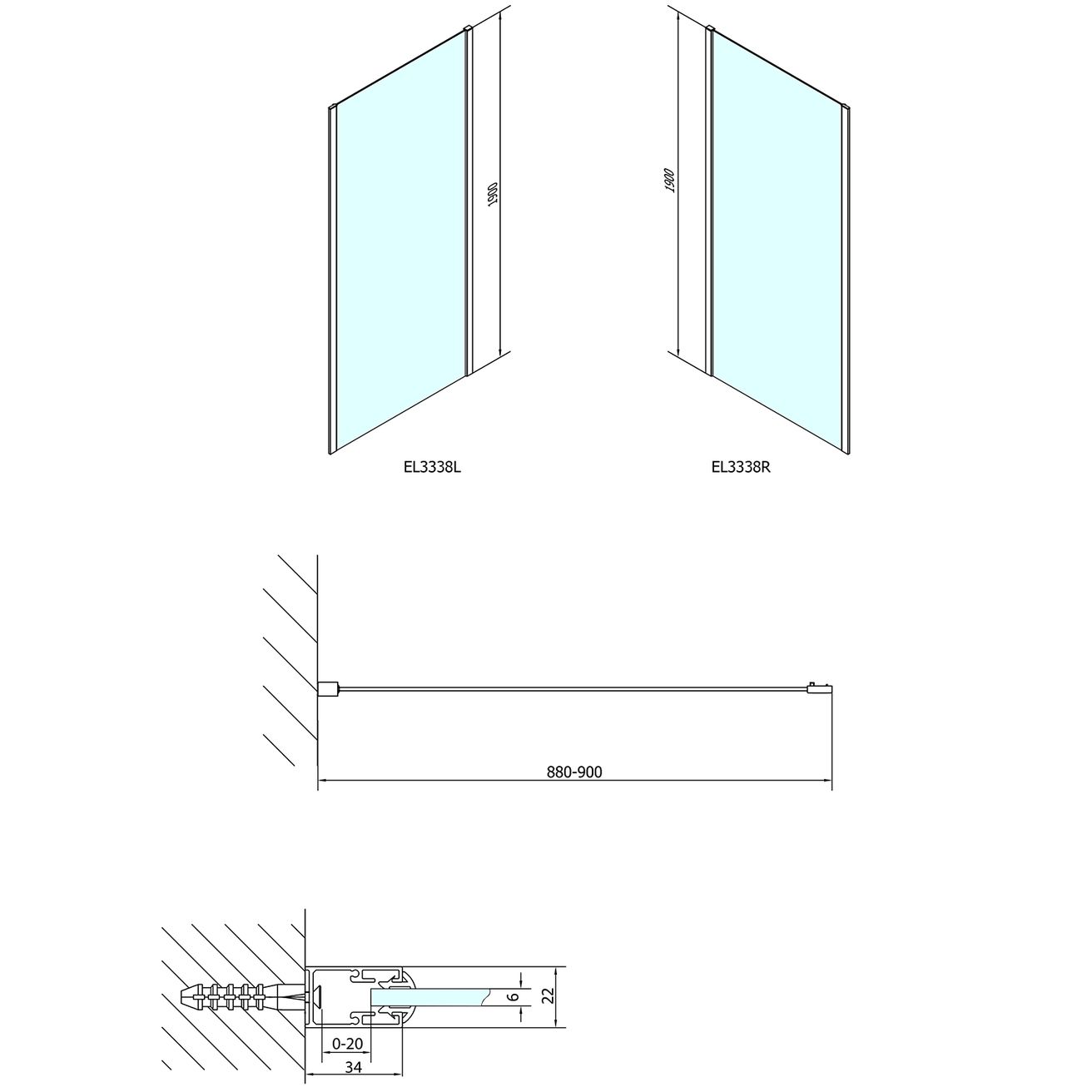 Polysan Easy Bočná stena 90 cm, sklenená tehla EL3338 - galéria #1
