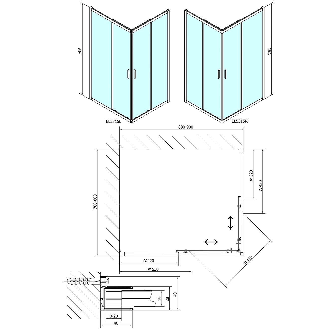 Polysan Easy Sprchový kút 90x80cm, číre sklo EL5315 - galéria #1
