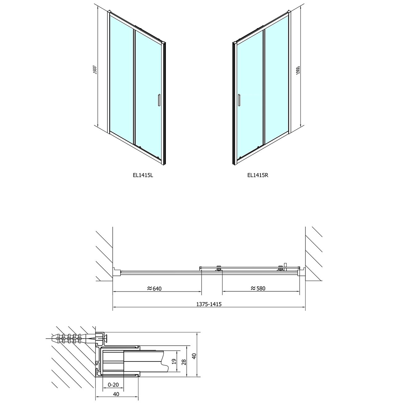 Polysan Easy Posuvné sprchové dvere 140 cm, číre sklo EL1415 - galéria #1