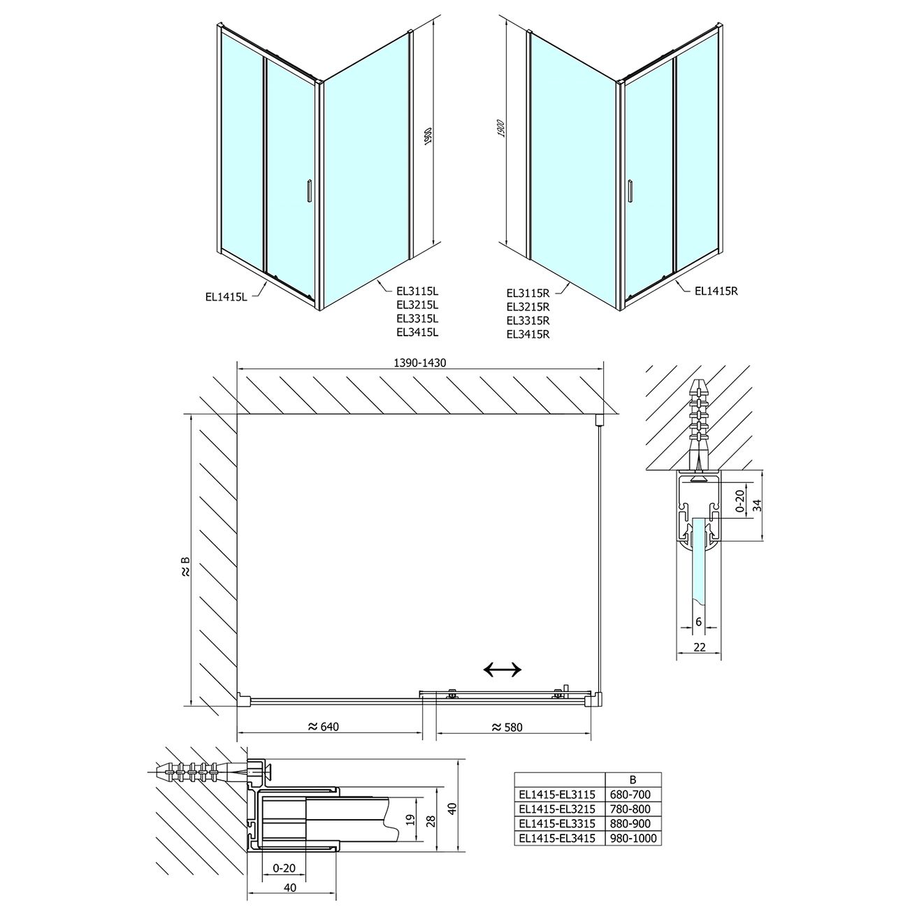 Polysan Easy Posuvné sprchové dvere 140 cm, číre sklo EL1415 - galéria #2