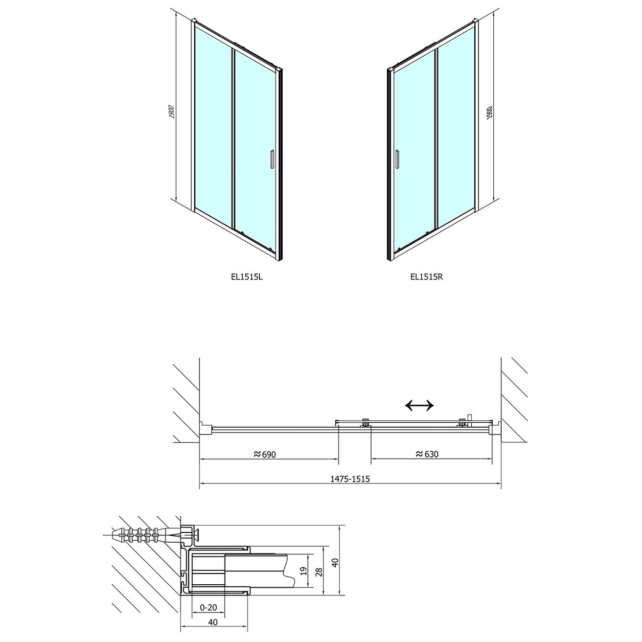 Polysan Easy Sprchové dvere posuvné 150 cm, číre sklo EL1515 - galéria #1