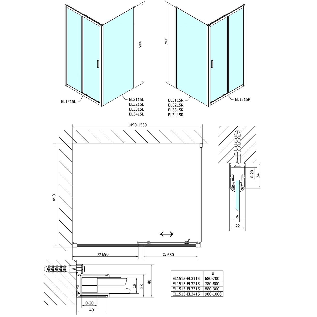 Polysan Easy Sprchové dvere posuvné 150 cm, číre sklo EL1515 - galéria #2