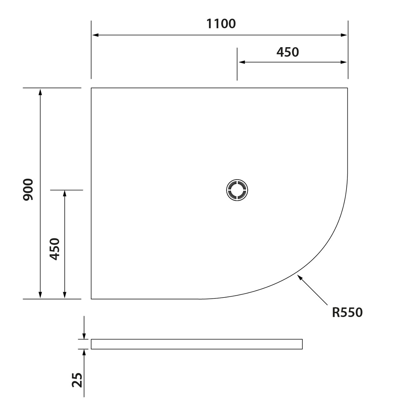 Polysan Flexia Solid mramorová vaňa 110x90x3 cm, R550, ľavá 91341 - galéria #1