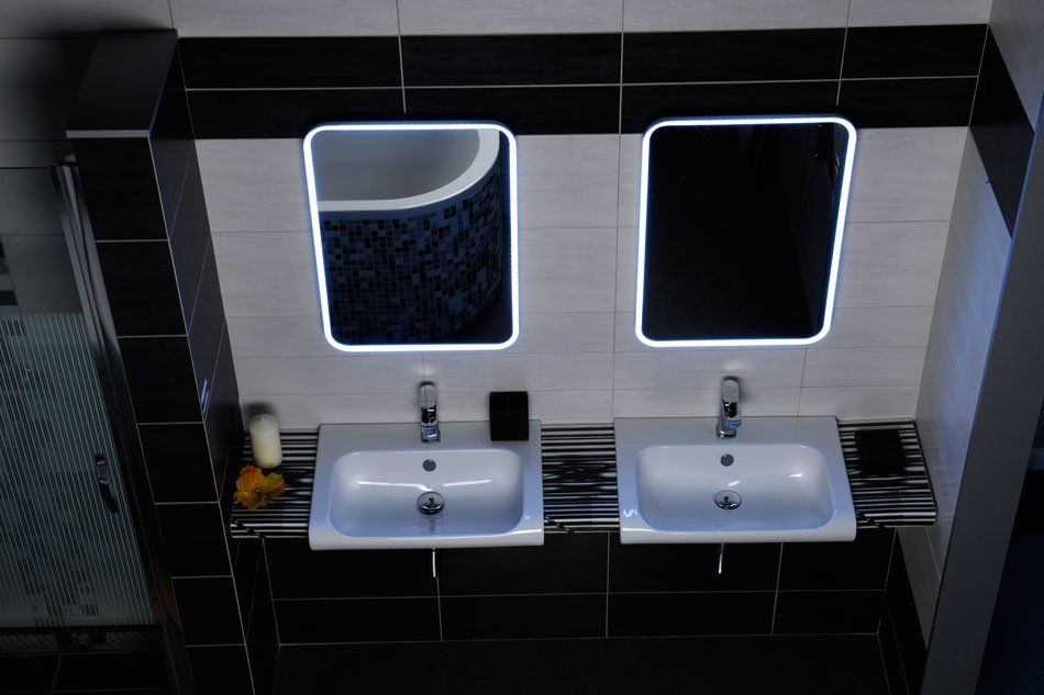 Sapho Float zrkadlo s LED osvetlením v ráme, 50x70 cm, biele, 22571 - galéria #1