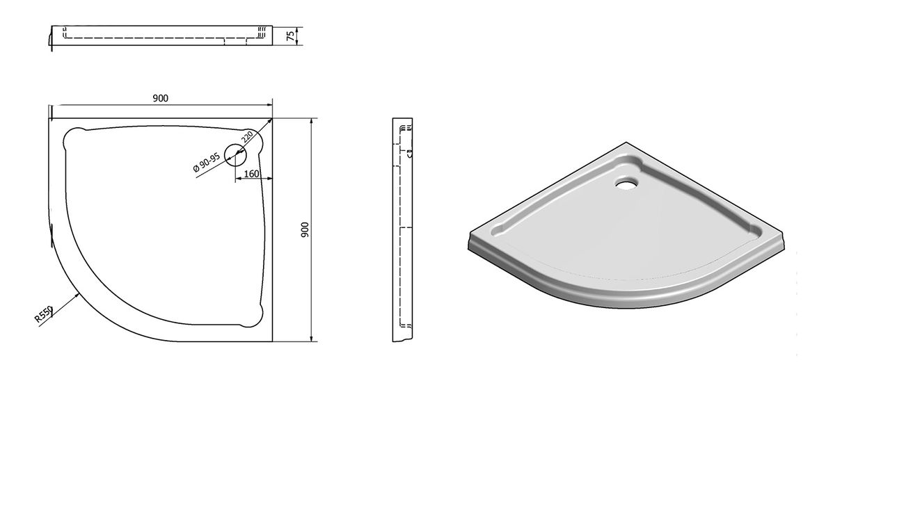 Gelco G5 Hera Sprchová vanička 900x900x750 mm, biela, R 550 GH559 - galéria #5