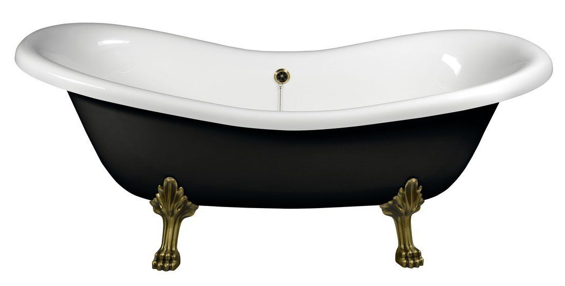 Polysan Charleston Voľne stojaca vaňa 188x80x71 cm, čierna/biela - nohy bronz 72960 - galéria #1