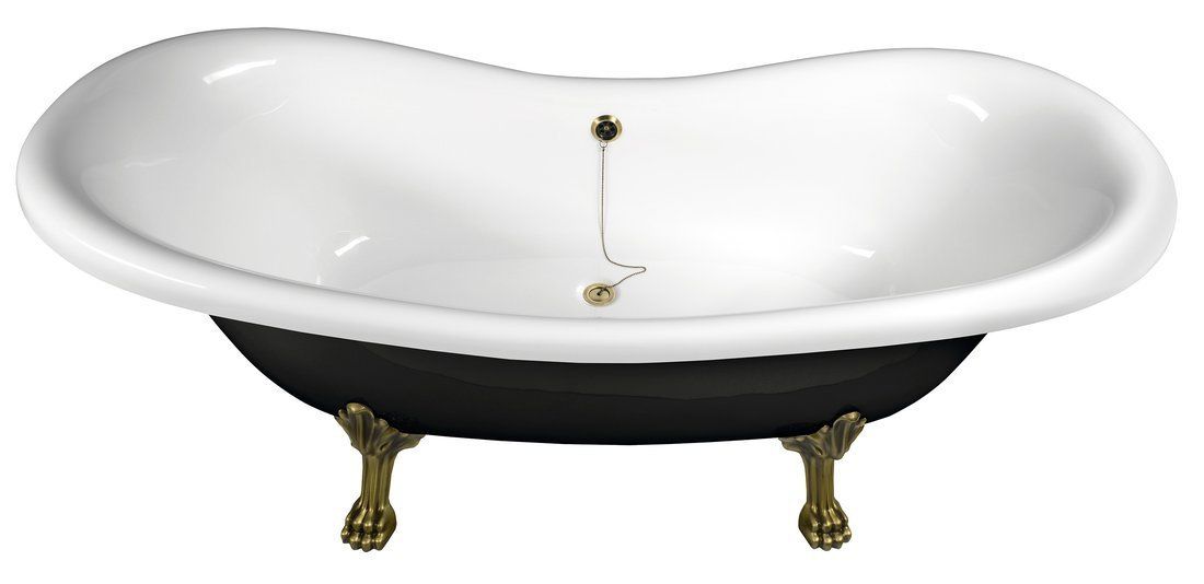 Polysan Charleston Voľne stojaca vaňa 188x80x71 cm, čierna/biela - nohy bronz 72960 - galéria #2