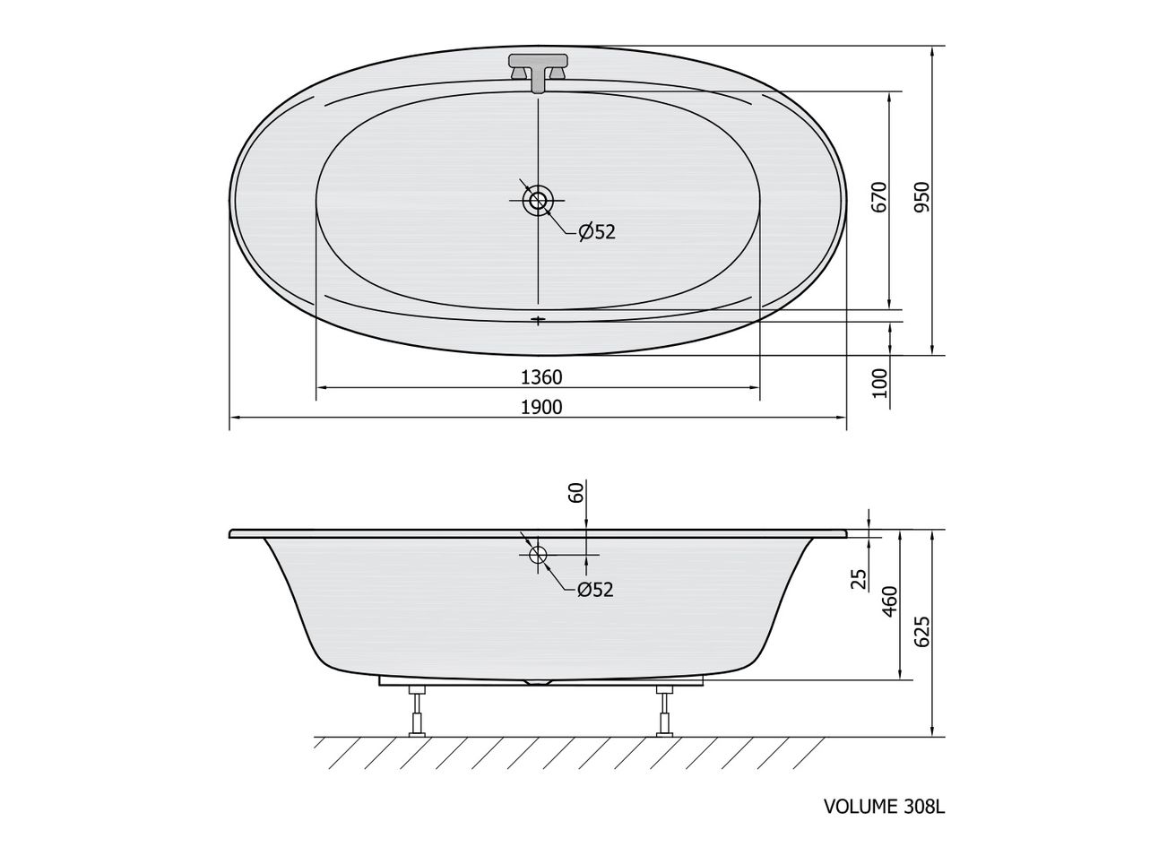 Polysan Stadium Oválna vaňa 190x95 cm, biela 82111 - galéria #3