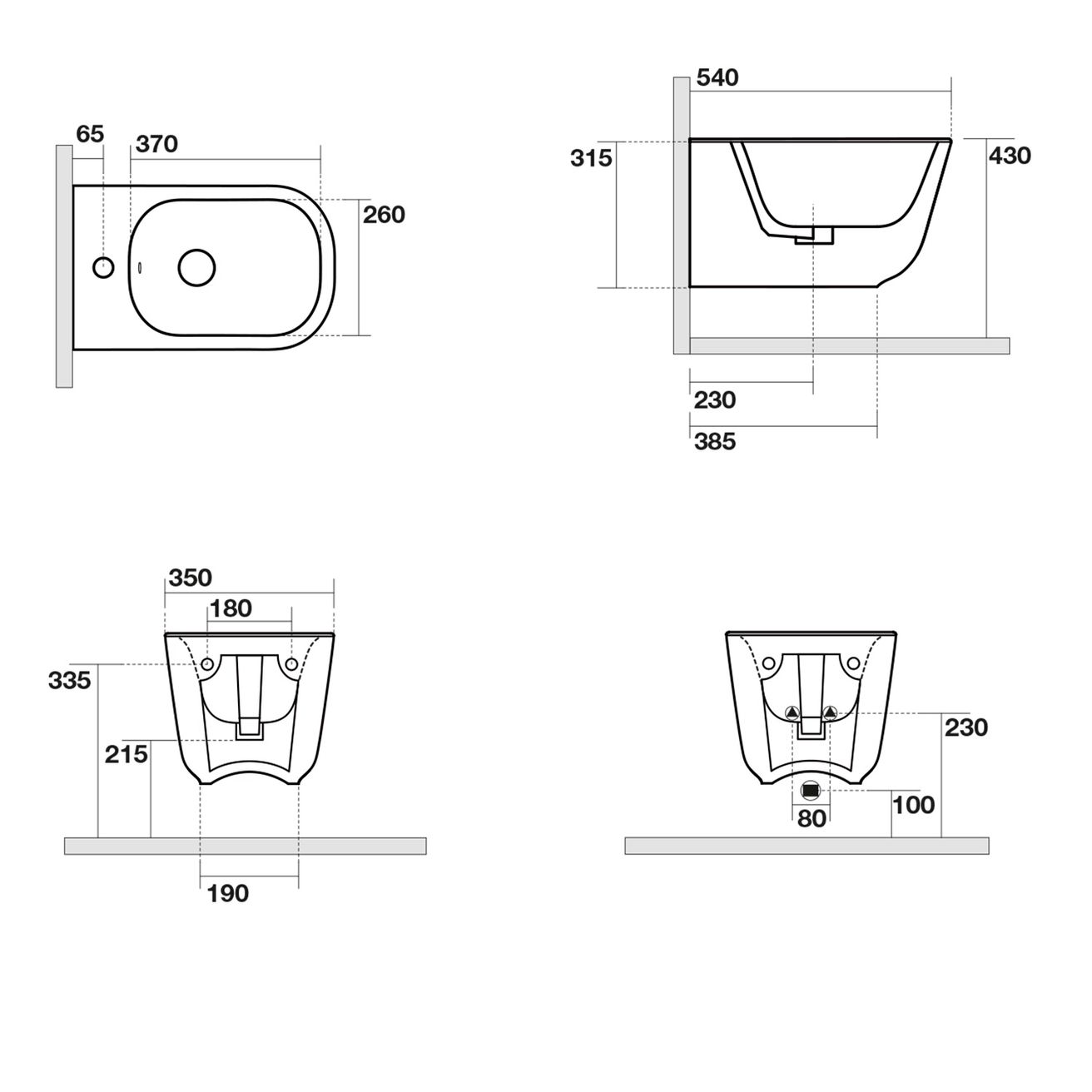 Kerasan Tribeca Nástenný bidet 35x31,5x54 cm, čierny matný 512531 - galéria #1