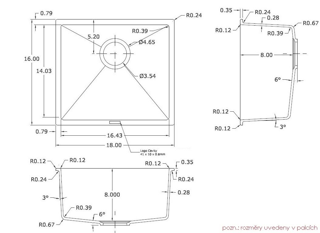 Sinks Frame 457 Granitový drez bez odkvapkávača, 45,7x40,6cm, čierny kov, ACRFR45740674 - galéria #2