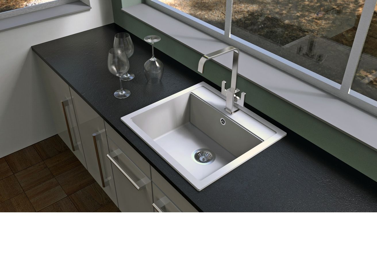 Sinks Solo 560 Granitový drez bez odkvapkávača, 56x51cm, mlieko, ACRSO56051028 - galéria #1