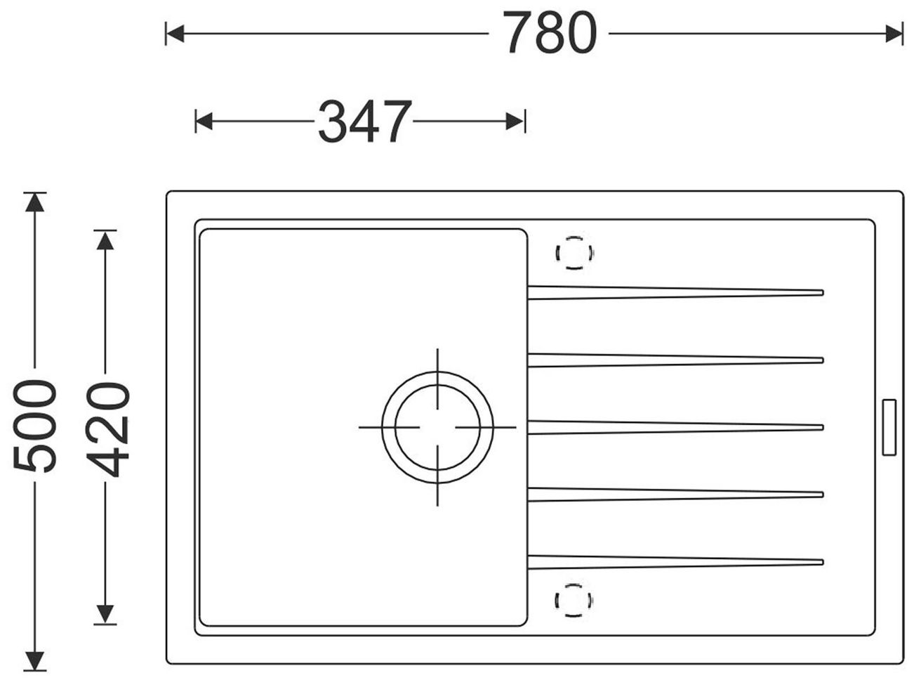 Sinks Best 780 Granitový drez s odkapávačom, obojstranný, 78x50cm, mlieko, ACRBE78050028 - galéria #2