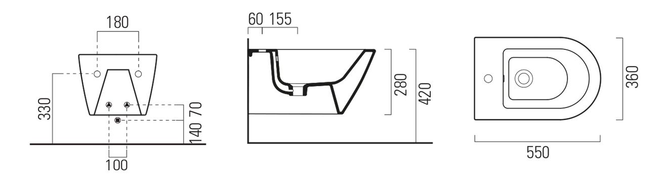 GSI Kube X Závesný bidet 55x36cm, biely 9465111 - galéria #1