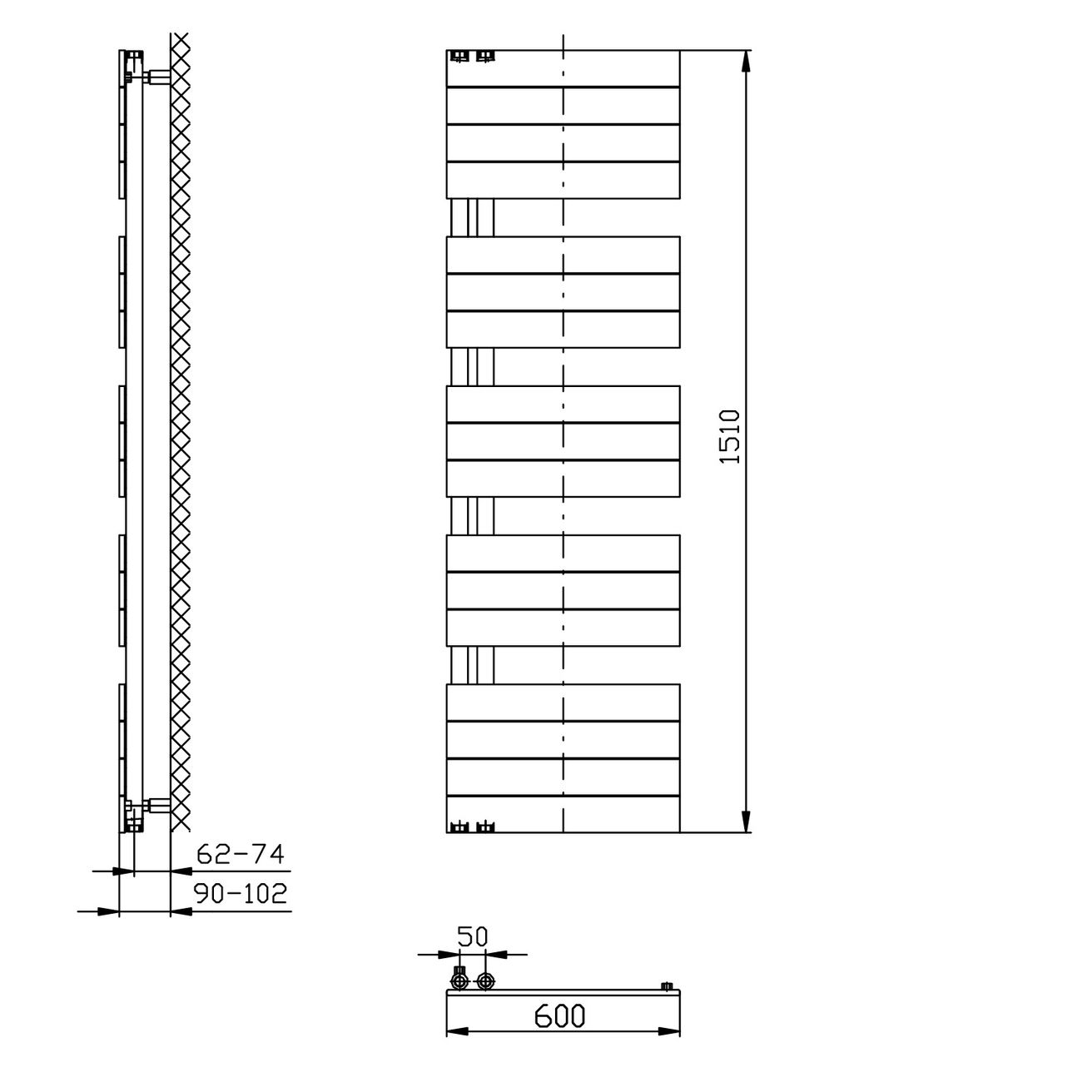 Aqualine Mili DC640T Radiátor kombinovaný, 60x151cm, biely - galéria #5