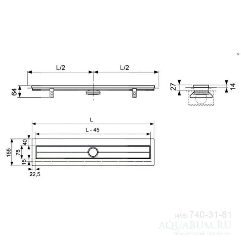 Žľab Tece Drainline 93,5 cm s golierom, 650900 - galéria #1