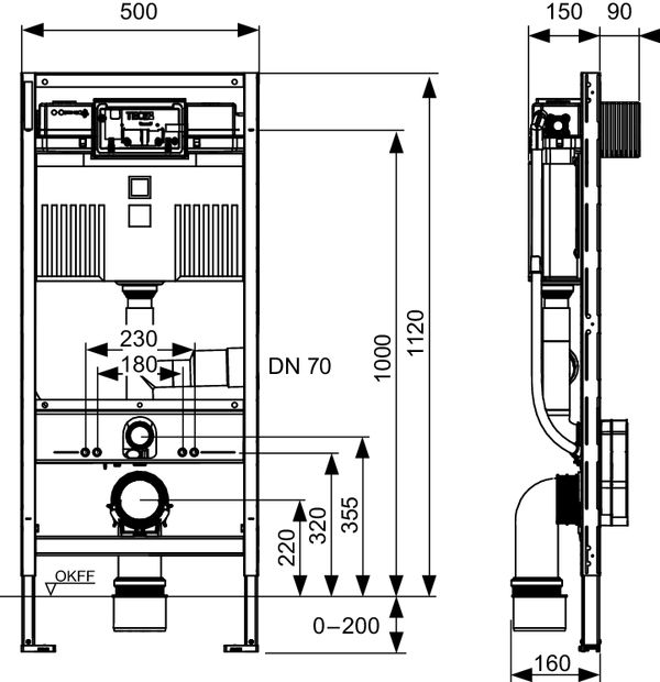 Tece Profil Modul pre WC s prípojkou na odsávanie zápachu, 112 cm 9300303 - galéria #1
