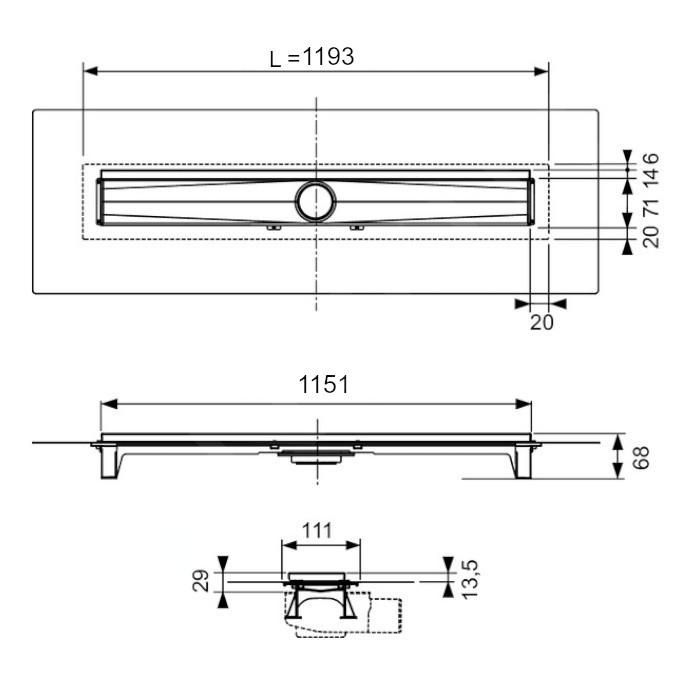 Tece Drainline-Evo Sprchový žľab na montáž na stenu, 120 cm 601203 - galéria #1
