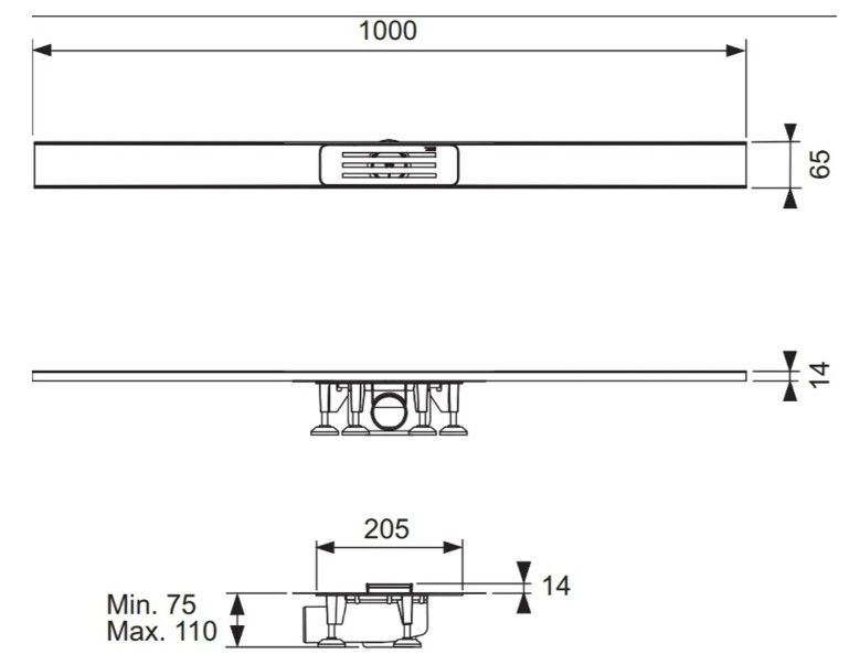 Tece Lineo Sprchový profil 100 cm, skrátený, čierna matná 15301120 - galéria #5