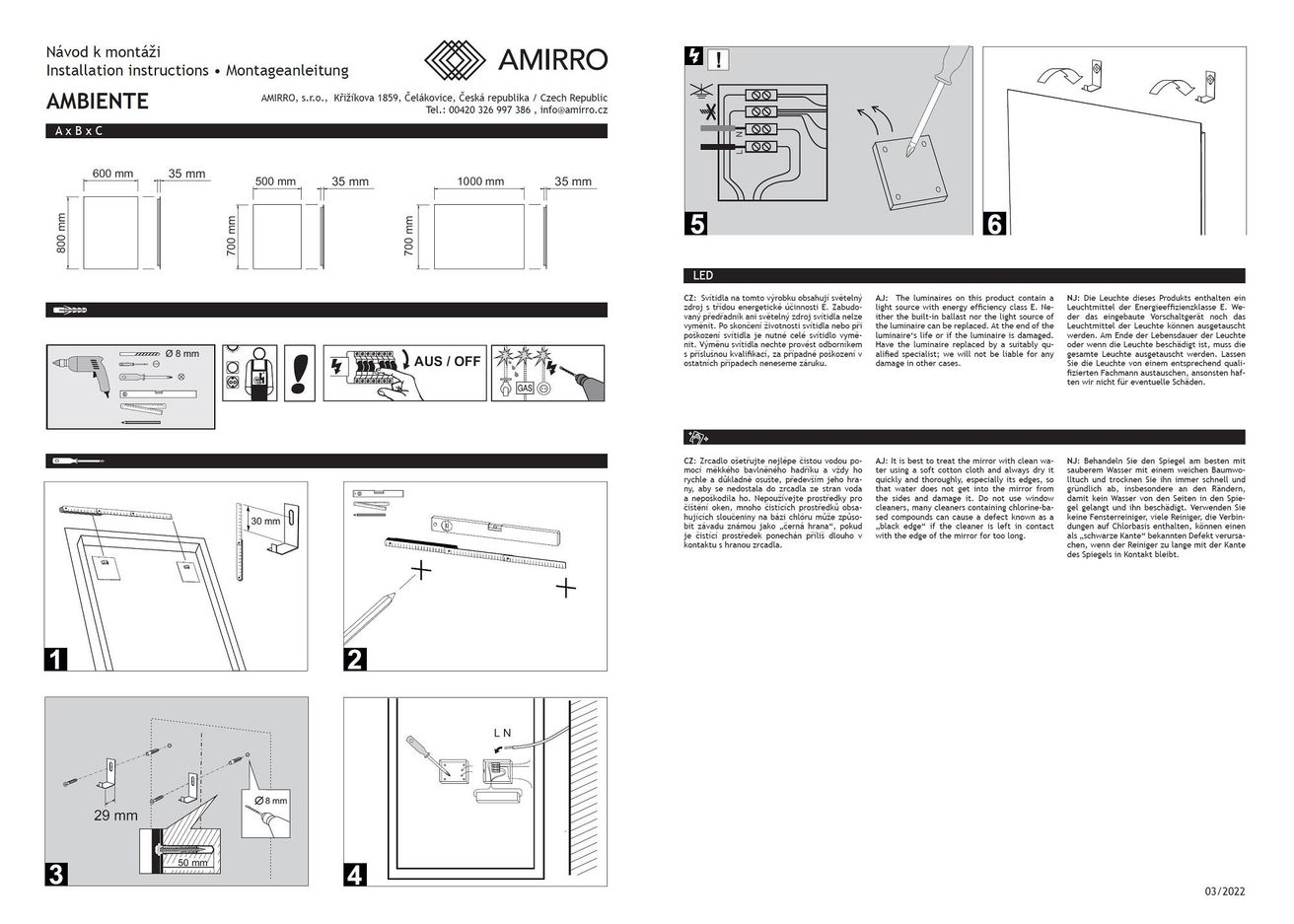 Amirro Ambiente Zrkadlo 50 x 70 cm s LED podsvietením, 410-814 - galéria #3