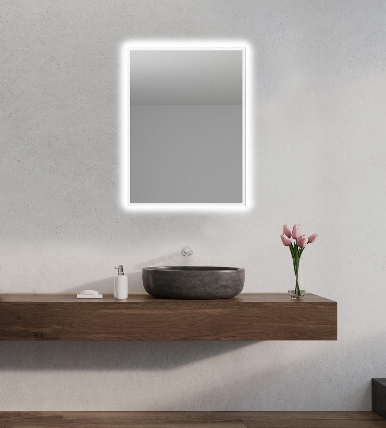 EBS Venia Zrkadlo 60 x 80 cm s pieskovaným okrajom osvetleným LED - galéria #1