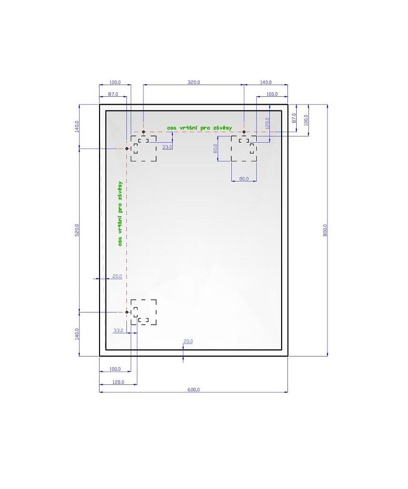 EBS Venia Zrkadlo 60 x 80 cm s pieskovaným okrajom osvetleným LED - galéria #2