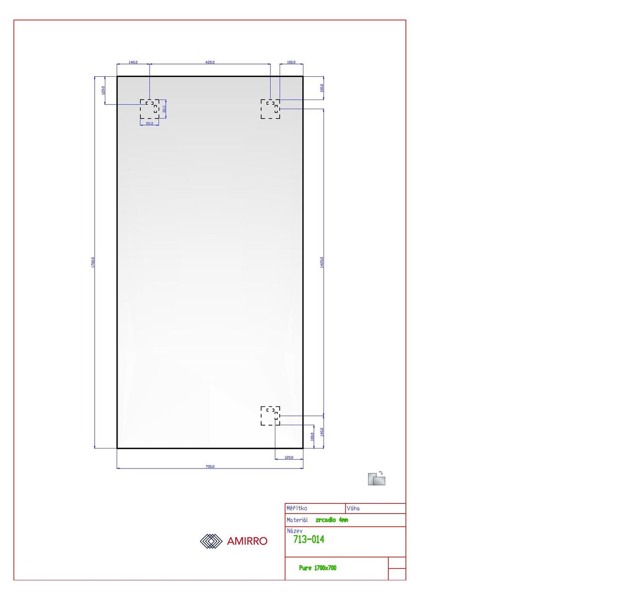 Amirro PureMirror 70x170 cm s lešteným okrajom, 713-014 - galéria #1