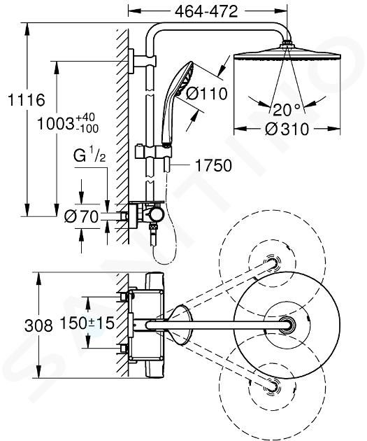 Grohe Vitalio Joy Sprchový set 310 s nástenným termostatom a poličkou, chróm 26401001 - galéria #2