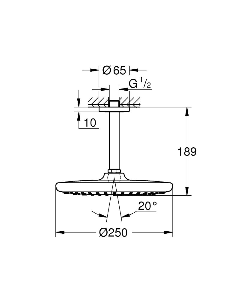 Grohe Profi Tempesta sprchová hlavica so stropným ramenom, chróm 26664000 - galéria #3