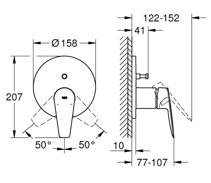 Grohe Professional BauEdge Vaňová batéria, s dvojsmerným prepínačom, chróm 24162001 - galéria #4