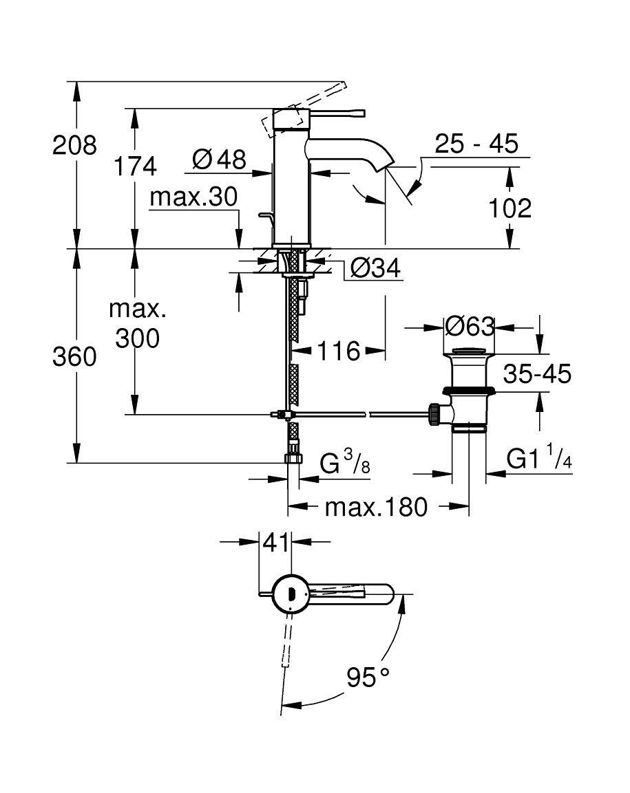 Grohe Profi Essence Umývadlová batéria s vyťahovacou rukoväťou, veľkosť S, chróm 24180001 - galéria #2