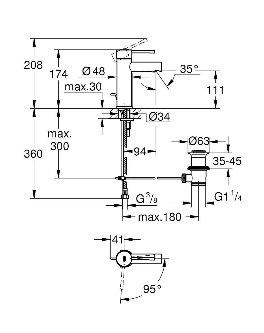Grohe Profi Essence Umývadlová batéria s vyťahovacou rukoväťou, veľkosť S, chróm 24183001 - galéria #2