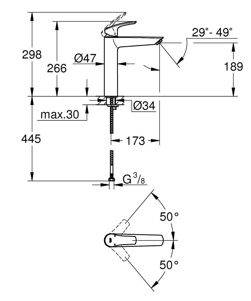 Grohe Profi Eurosmart Vysoká umývadlová batéria, chróm 23971003 - galéria #2