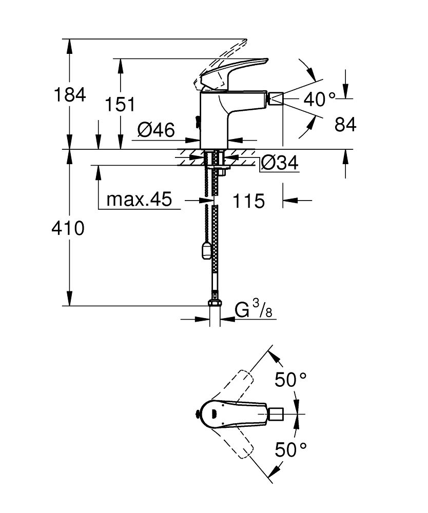 Grohe Profi Eurosmart Bidetová batéria s retiazkou, chróm 32927003 - galéria #3