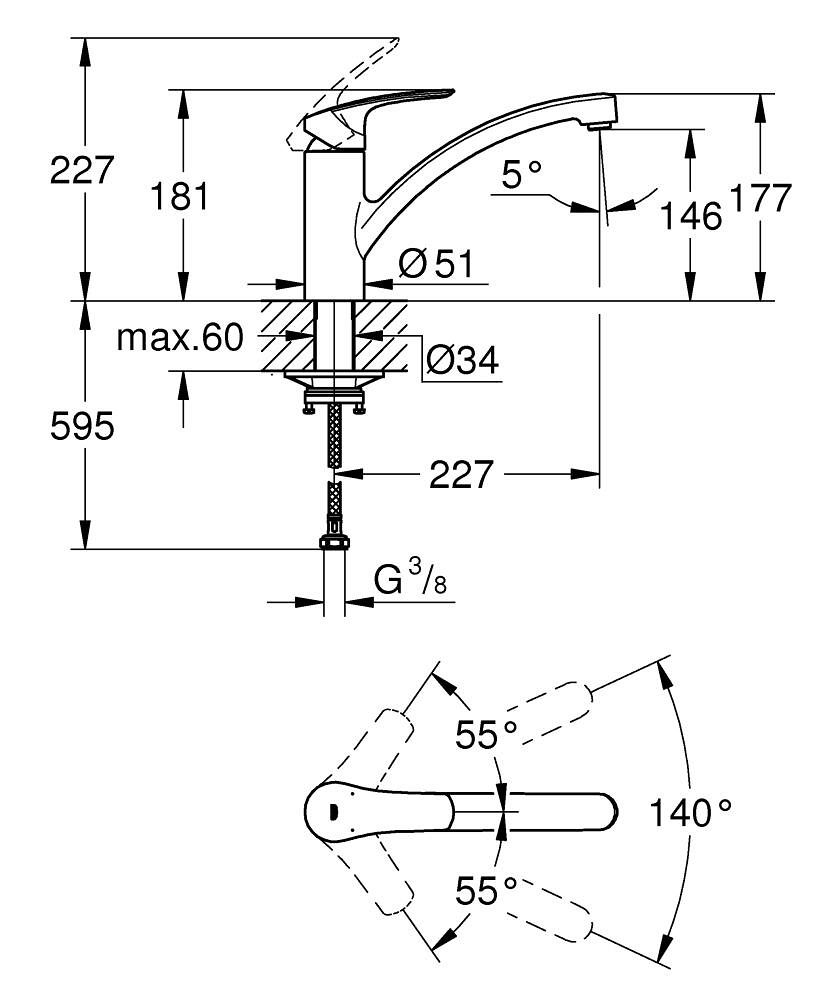 Grohe Profi Eurosmart Drezová batéria, chróm 3328130E - galéria #3