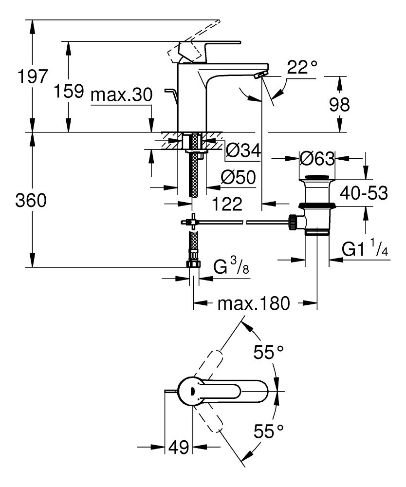 Grohe Get Umývadlová batéria s pákou a výtokom chróm 23454000 - galéria #1