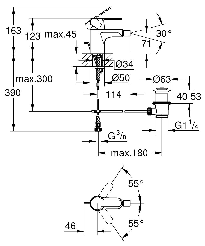 Grohe Get Bidet páková batéria s výtokom chróm 32885000 - galéria #1
