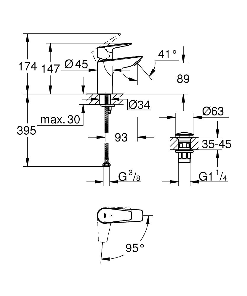Grohe Start Edge Jednopáková umývadlová batéria s výtokom chróm 23900001 - galéria #4