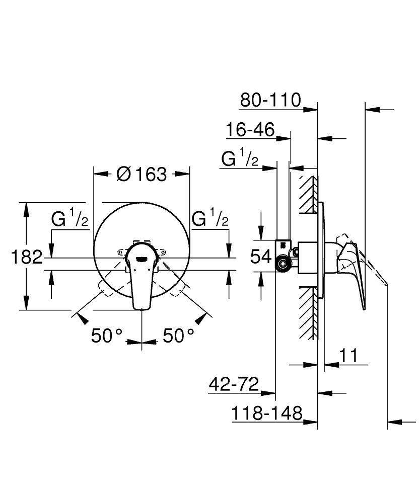 Grohe Start Flow Jednopáková sprchová batéria so skrytou inštaláciou chróm 29116000 - galéria #1