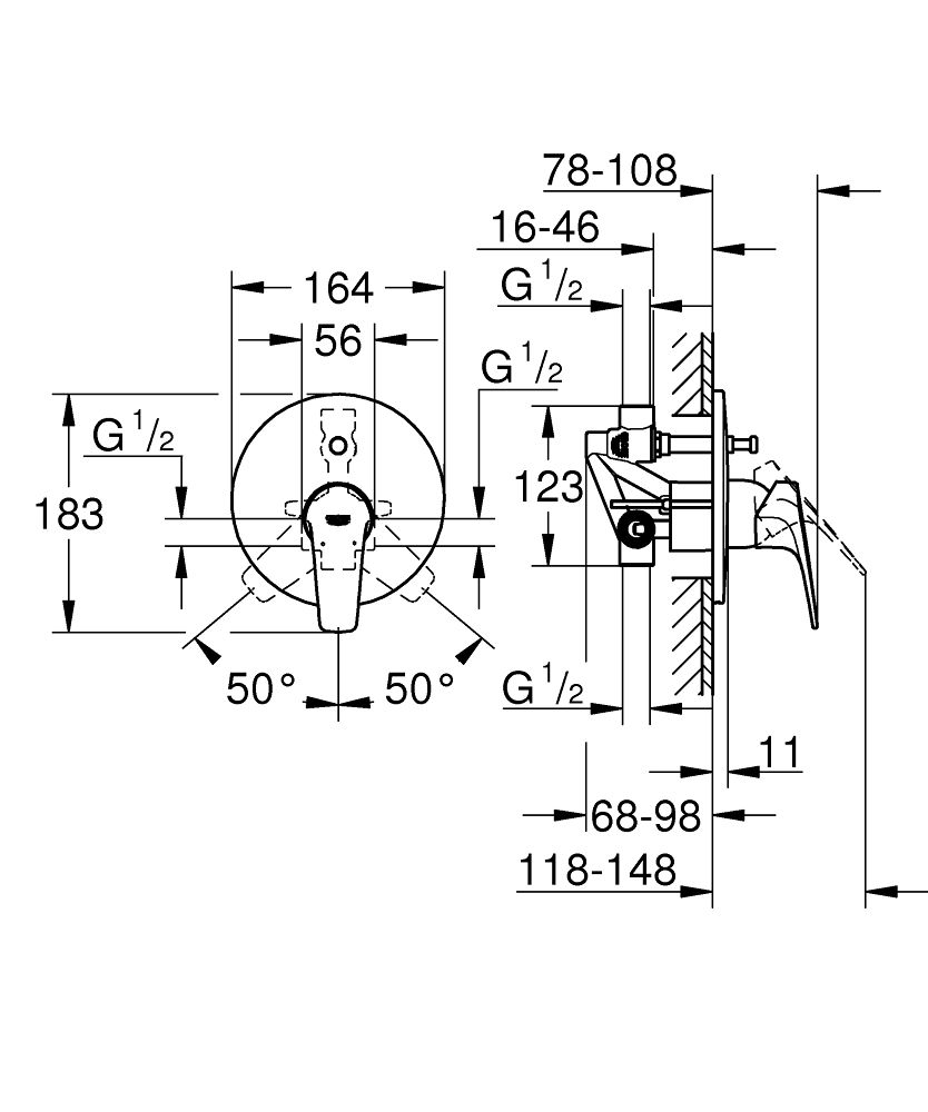 Grohe Start Flow Jednopáková vaňová batéria s batériou chróm 29117000 - galéria #1