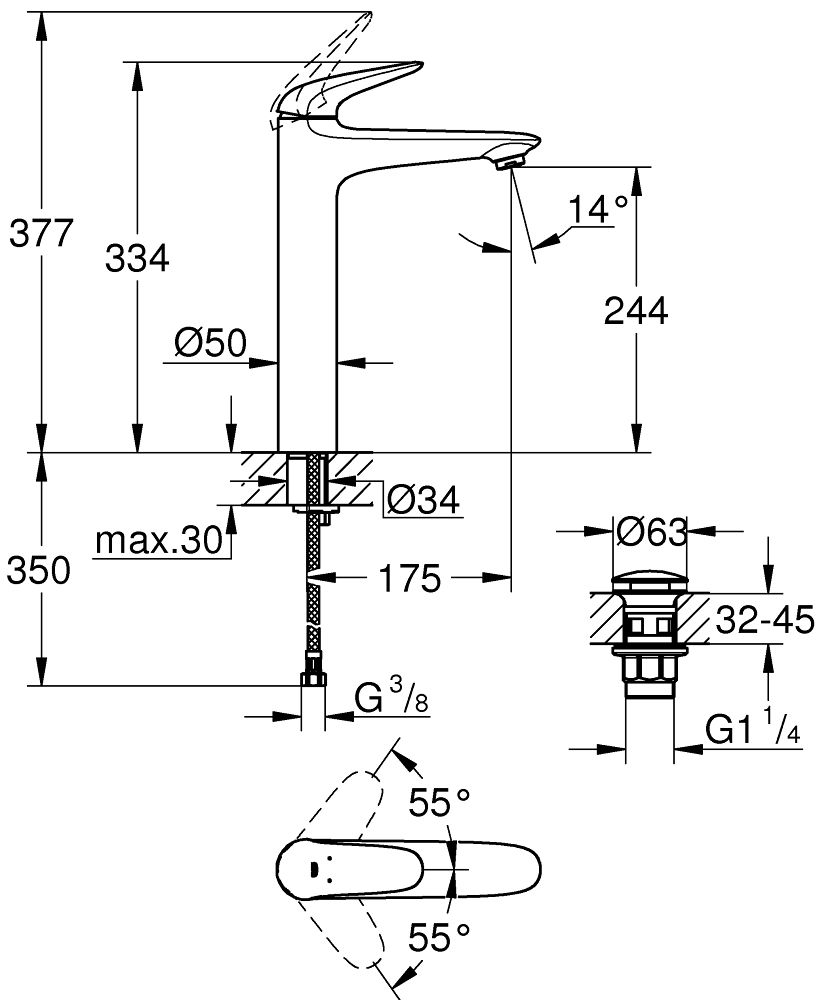 Grohe Wave Umývadlová batéria s pákou a výtokom chróm 23585001 - galéria #1
