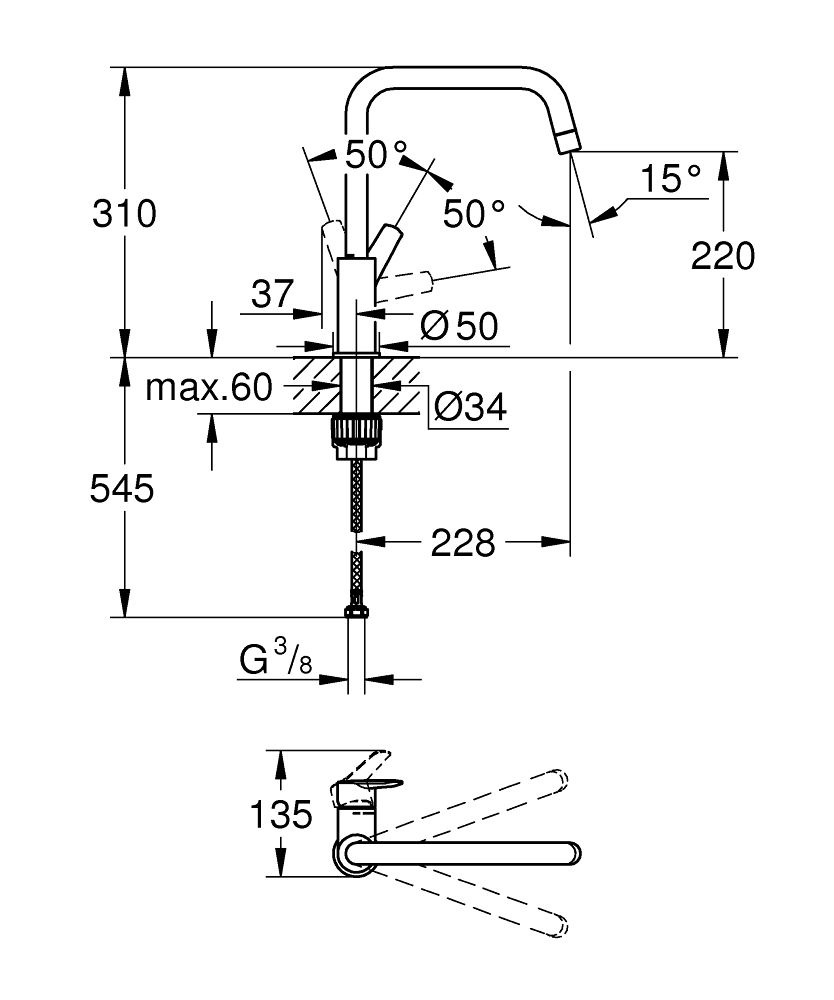 Grohe Start Jednopáková umývadlová batéria s otočným výtokom Supersteel 30470DC0 - galéria #4