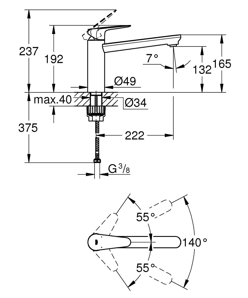Grohe Start Curve Jednopáková umývadlová batéria v chróme 31717000 - galéria #3