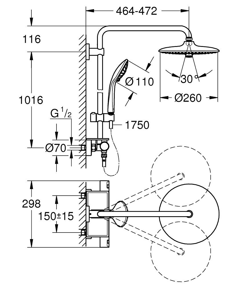 Grohe Vitalio Joy Sprchový set 260 s termostatom, 3 trysky, chróm 26403001 - galéria #1