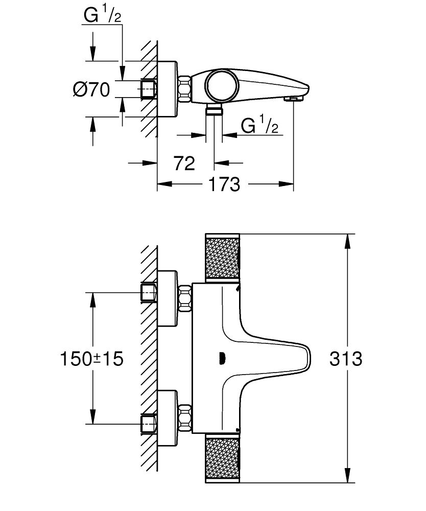 Termostatická vaňová batéria Grohe Precision Feel, chróm 34788000 - galéria #3