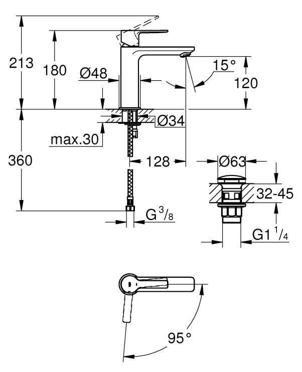 Umývadlová batéria Grohe Lineare s výtokom click clack, chróm 23996001 - galéria #1