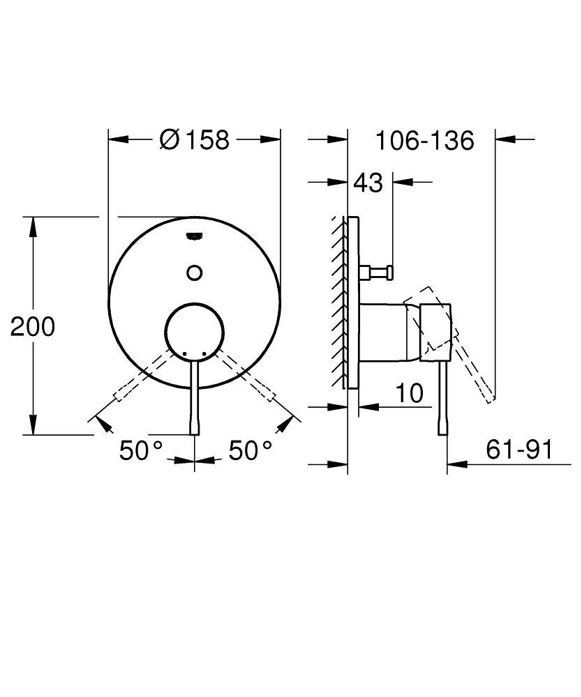 Grohe Profi Essence Vaňová batéria s 2-cestnou batériou. Prepínač, kefka. Cool Sunrise 24167GN1 - galéria #3